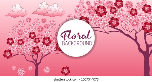 Cherry tree in blossom. Floral background. Concept for boutique, jewelry, beauty salon, spa, fashion, flyer, invitation, banner design.