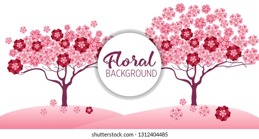 Cherry tree in blossom. Floral background. Concept for boutique, jewelry, beauty salon, spa, fashion, flyer, invitation, banner design.