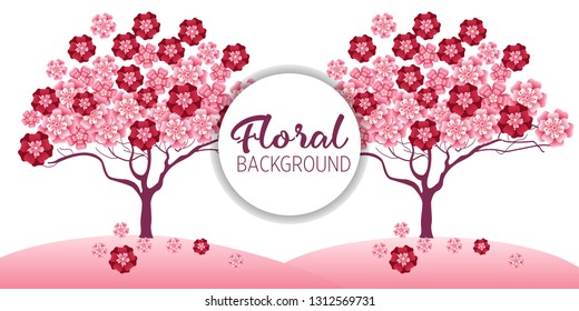 Cherry tree in blossom. Floral background. Concept for boutique, jewelry, beauty salon, spa, fashion, flyer, invitation, banner design.