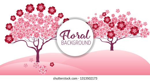 Cherry tree in blossom. Floral background. Concept for boutique, jewelry, beauty salon, spa, fashion, flyer, invitation, banner design.