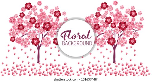 Cherry tree in blossom. Floral background. Concept for boutique, jewelry, beauty salon, spa, fashion, flyer, invitation, banner design.