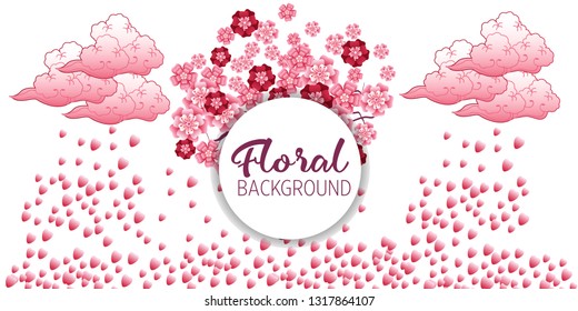 Cherry tree in blossom. Floral background. Concept for boutique, jewelry, beauty salon, spa, fashion, flyer, invitation, banner design.