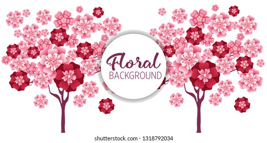 Cherry tree in blossom. Floral background.  