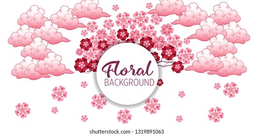 Cherry tree in blossom. Floral background. Concept for boutique, jewelry, beauty salon, spa, fashion, flyer, invitation, banner design.