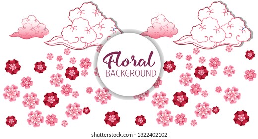 Cherry tree in blossom. Floral background. Concept for boutique, jewelry, beauty salon, spa, fashion, flyer, invitation, banner design.
