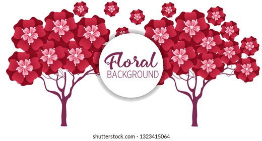Cherry tree in blossom. Floral background. Concept for boutique, jewelry, beauty salon, spa, fashion, flyer, invitation, banner design.