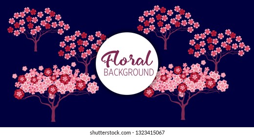 Cherry tree in blossom. Floral background. Concept for boutique, jewelry, beauty salon, spa, fashion, flyer, invitation, banner design.