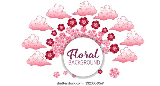 Cherry tree in blossom. Floral background. Concept for boutique, jewelry, beauty salon, spa, fashion, flyer, invitation, banner design.