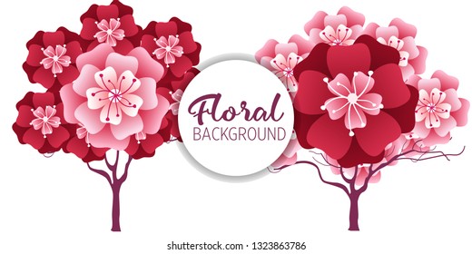 Cherry tree in blossom. Floral background. Concept for boutique, jewelry, beauty salon, spa, fashion, flyer, invitation, banner design.
