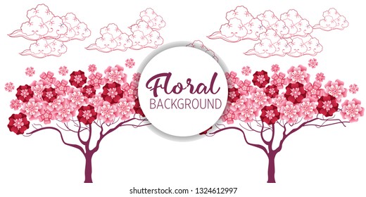Cherry tree in blossom. Floral background. Concept for boutique, jewelry, beauty salon, spa, fashion, flyer, invitation, banner design.