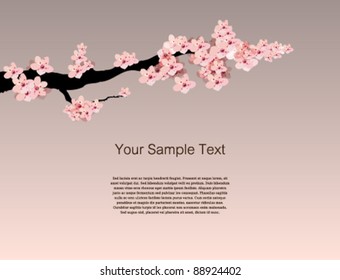 cherry tree blossom vector design, card, layout