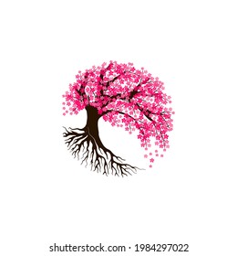 cherry tree blossom, vector illustration