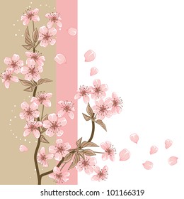 Cherry Tree (Card with stylized vector blossom)