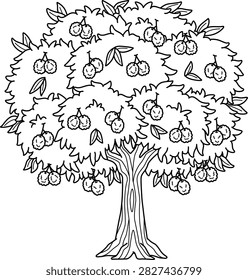 cherry tree coloring page fruit orchard outline drawing line art