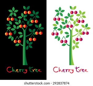 Cherry tree. Cherry fruit vector illustration.