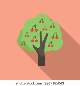 Cherry tree icon flat vector. Garden fruit. Farm harvest