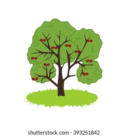 Cherry Tree Icon on the white background. Vector illustration