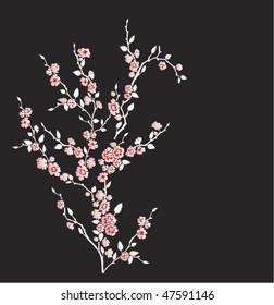 Cherry tree on black background