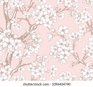 Cherry tree  pattern vector image, flower pattern
