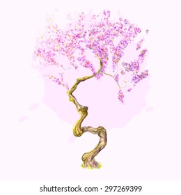 Cherry Tree in Watercolor