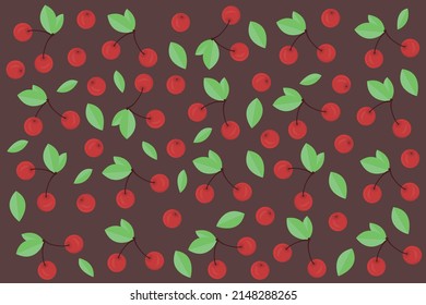 cherry with twig red fabric texture kitchen summer vector