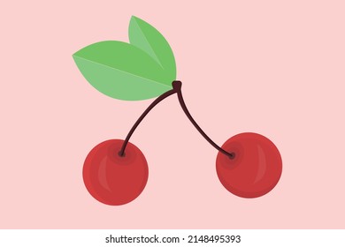 cerezo con tela de tela roja de ramas de la cocina vectorial de verano