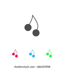 Cherry twins icon flat. Color pictogram on white background. Vector illustration symbol and bonus icons