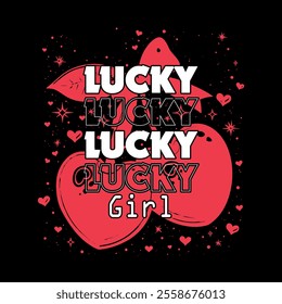 Cherry Valentine graphic print design apparel, stickers, posters and background.