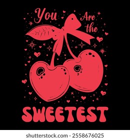 Cherry Valentine graphic print design apparel, stickers, posters and background.