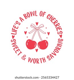 Cherry Valentine vector desing Retro Clipart, Love Graphics and Cricut Designs for Crafts and Sublimation