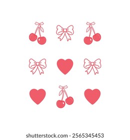 Cherry Valentine vector desing,  Retro Clipart, Love Graphics and Cricut Designs for Crafts and Sublimation