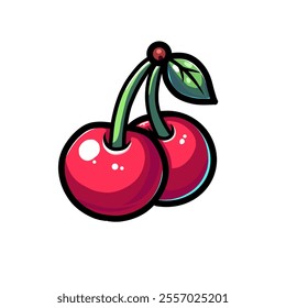 cherry vector design illustration, cherry icon, cherry logo, very good as a sticker.