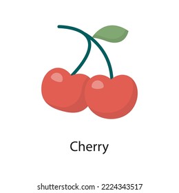 Cherry  Vector Flat Icon Design illustration. Love Symbol on White background EPS 10 File