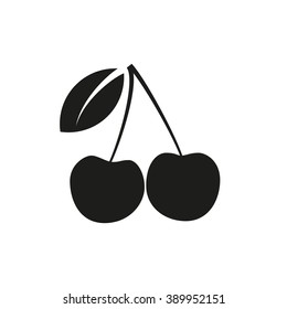 Cherry vector icon. Black and white cherry isolated on white background