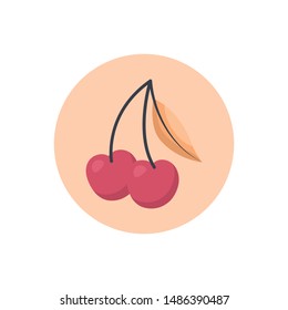 Cherry Vector Icon Flat Style Illustration.