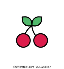 cherry vector icon. fruit icon filled line style. perfect use for icon, logo, illustration, website, and more. icon design filled line style
