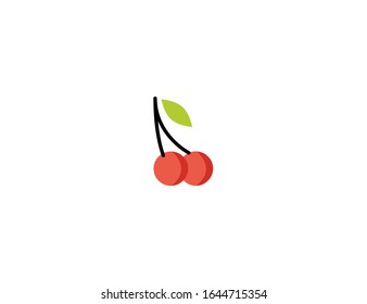 Cherry vector icon. Isolated two red cherry fruit flat illustration 