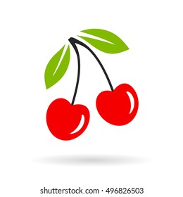 Cherry vector icon on white background. Cherry icon. Cherry icon eps10 vector illustration.