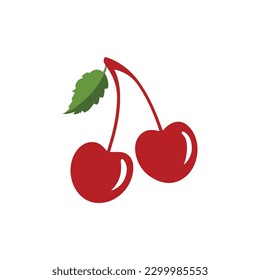 cherry vector icon, simple cherry symbol isolated on white background , cherry vector illustration eps 10