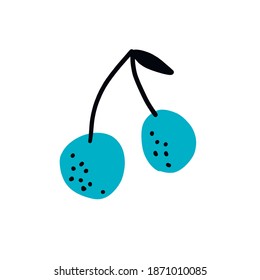 Cherry vector illustration. Cherry. Doodle of multicolored cherries or cherries. Fruits and berries in the Scandinavian style. Vector isolated illustration from the set.