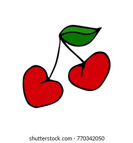 Cherry vector illustration. Doodle style. Design, print, decor, textile, paper