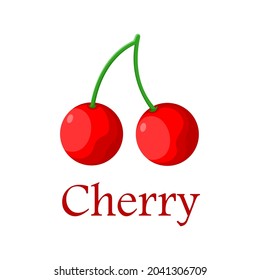 Cherry vector. Vector illustration of fresh cherry in trendy style isolated on white background