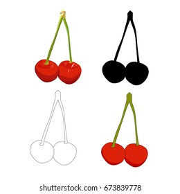 Cherry vector illustration.  Hand drawn sketch of cherry.