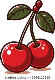 Cherry Vector illustration healthy fruit 