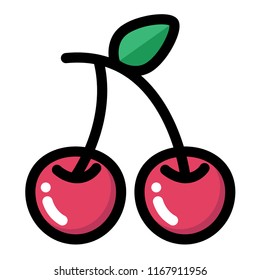 A cherry vector illustration in line color design