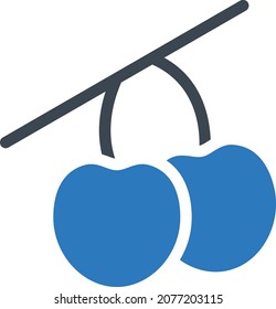 cherry Vector illustration on a transparent background. Premium quality symbols. Glyphs  vector icon for concept and graphic design.