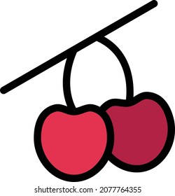 cherry Vector illustration on a transparent background. Premium quality symbols. Stroke vector icon for concept and graphic design.