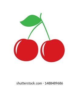 Cherry vector illustration with simple design. Cherry clip art vector isolate on white 