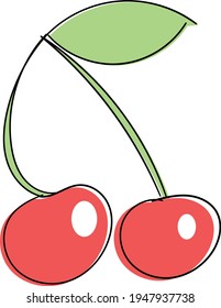 Cherry Vector Illustration Simple Stylized Icon.