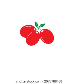 Cherry vector image or logo or flat cherry image 